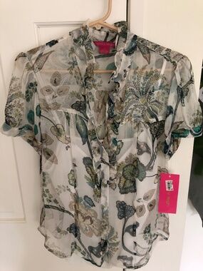 Sunny Leigh Sheer Silk Blouse with Camisole Size M